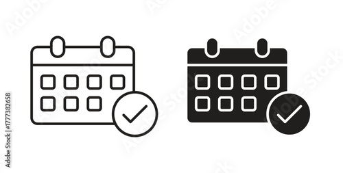 Calendar check icon concept set. Simple icon collection