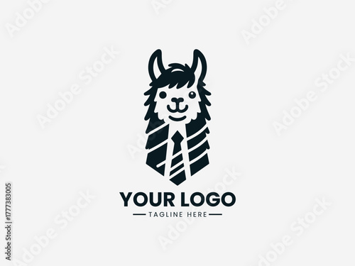 Stylish llama wearing suit and tie representing intelligence humor and modern business identity vector illustration