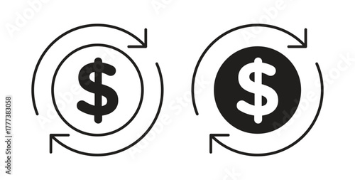 Cash flow icon concept set. Simple icon collection