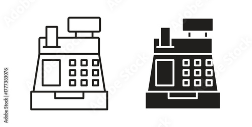 Cash register icon concept set. Simple icon collection