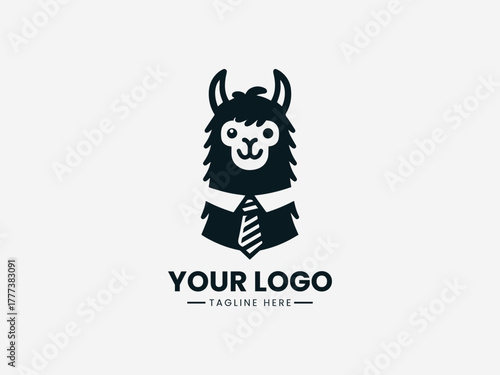 Stylish llama wearing suit and tie representing intelligence humor and modern business identity vector illustration