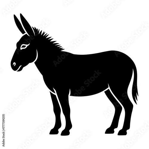 black and white donkey Icon Silhouette vector on pure white background