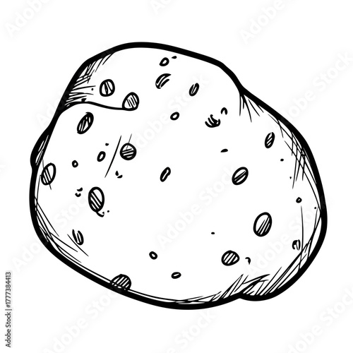 Hand drawn illustration of a potato with spots simple art style