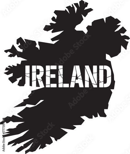 Map of Ireland black silhouette nation territory shape graphic design illustration