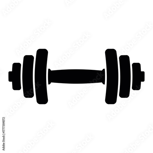 black dumbbell icon Silhouette vector on white background