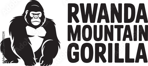 Tableau sur toile Rwanda mountain gorilla vector illustration African wildlife primate conservatio
