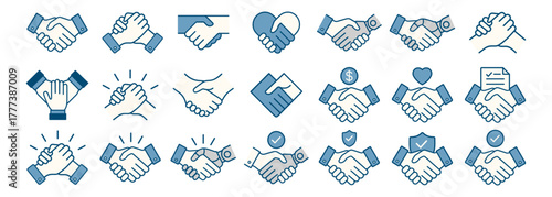 Handshake icon. Business agreement, partnership, friendship and trust concept on transparent background