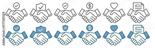 Handshake icon. Business agreement, partnership, friendship and trust concept on transparent background