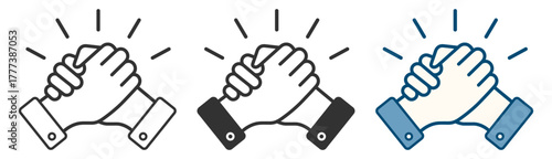 Handshake icons set. Business agreement, partnership and teamwork concept on transparent background