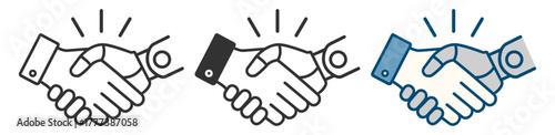 Robot and human handshake icon. Artificial intelligence partnership and technology cooperation concept on transparent background