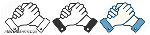 Handshake icons set. Business agreement, partnership and teamwork concept on transparent background