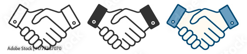 Handshake icon. Business agreement, partnership, friendship and trust concept on transparent background