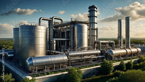 Industrial plant factory manufacturing production energy power oil gas chemical engineering technology infrastructure industry steel