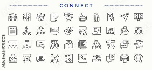 Connect icon set. Minimalist icons pack. Connect icon set. Contains related to technology, net, tech, datum, network and more.