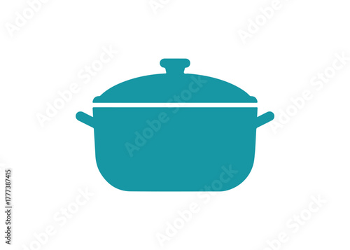 Icon of a Pot or Pan with a Lid. This icon is associated with kitchen tools. Perfect for website design, apps, and user interfaces. It features a solid icon style with a straightforward vector design.