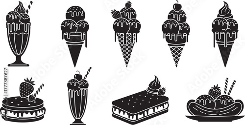 Delicious frozen desserts and sweet treats cream cones