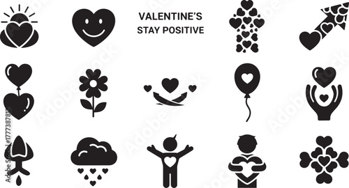 Heart shapes and symbols celebrating love and positivity valentine celebration