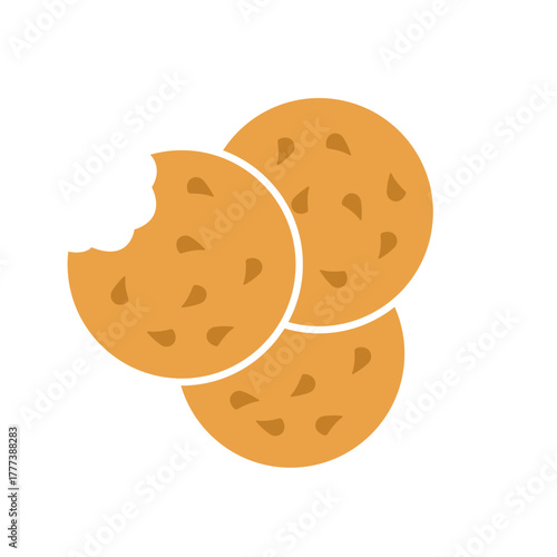 cookie icon on white background, food, delicacy, vector illustration