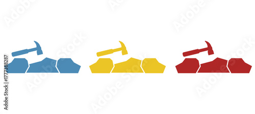 stonemason icon on white background,stones,crust,vector illustration
