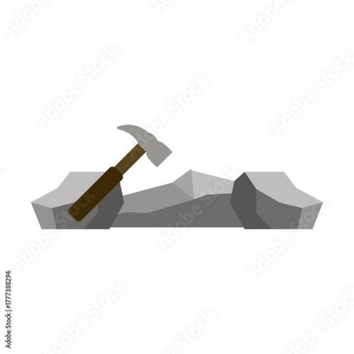stonemason icon on white background,stones,crust,vector illustration