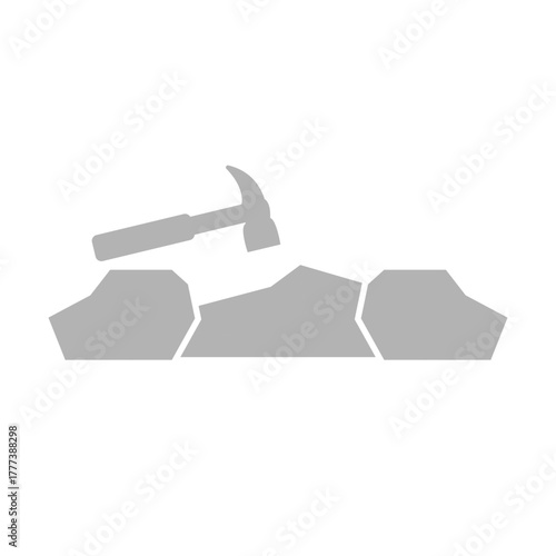 stonemason icon on white background,stones,crust,vector illustration