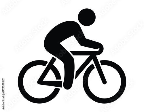 Cyclist Silhouette Icon: Biking, Sport, Fitness, and Transportation Graphic.