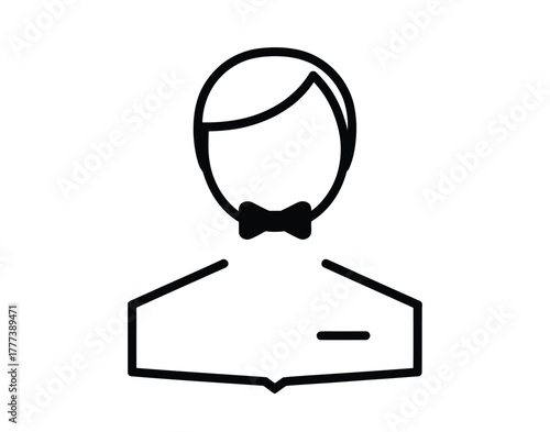 Elegant concierge icon for hotel or hospitality design projects, a stylish black and white graphic element emphasizing service and professionalism, perfect for branding and web use