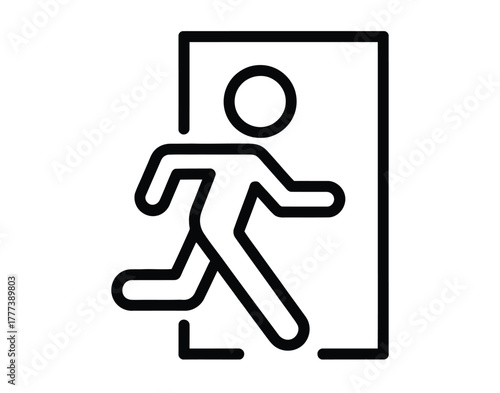 Emergency exit icon for safety and security, a clear sign for escape routes, essential for workplace safety and quick evacuation in case of fire or disaster, perfect for signage and wayfinding