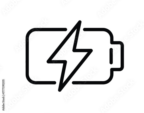 Get Charged Up Fast Mobile Battery Icon with Lightning Bolt Shows Power Boost Mobile Device Energy Level Indicator for Technology and Innovation Projects