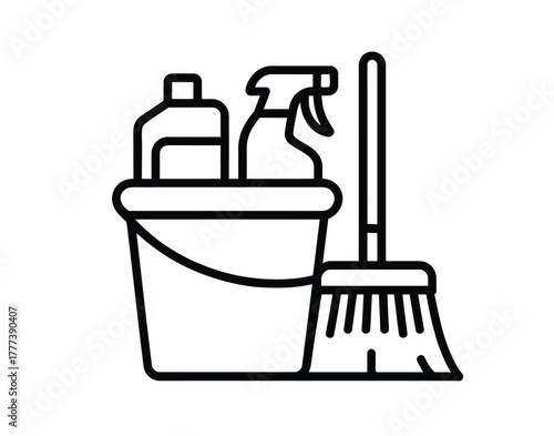 Keep Your Space Sparkling Clean with Essential Cleaning Supplies like a Mop, Bucket and Spray Bottle, Perfect for Home or Professional Use