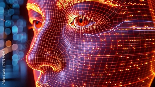 Ai artificial intelligence face technology digital future network data connection cyber security innovation virtual reality