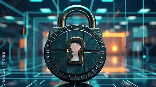 Security padlock cyber safety protection data privacy lock internet technology digital secure access encryption online