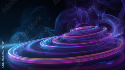 Abstract swirling energy, spiraling with luminous waves of color and light