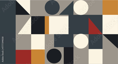 Abstract geometric pattern featuring shapes, colors, and textures for versatile design applications, artistic background