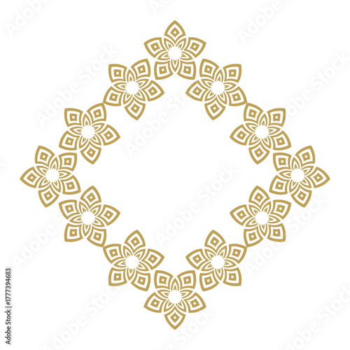 Floral diamond frame design on a white background. Vector illustration.