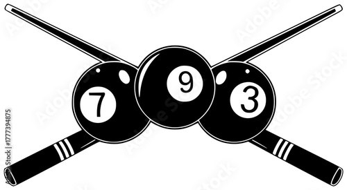 stick illustration game silhouette play logo billiard icon club outline sport hobby pool snooker equipment entertainment cue competition white shape women vector graphic background
