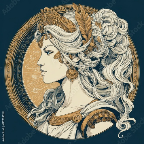 Hera Goddess. Divine Female Deity in Greek Mythology with Graceful Features