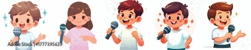a small child speaking into a mic