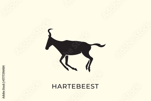 silhouette of a hartebeest