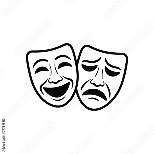 Comedy and tragedy theater masks representing opposing emotions