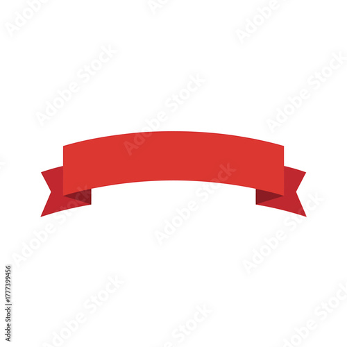 Simple red ribbon banner with copy space