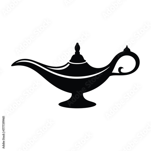 Classic silhouette of an ornate magic genie lamp
