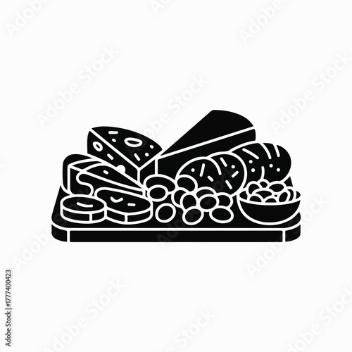 Woodcut Illustration of a Charcuterie Board