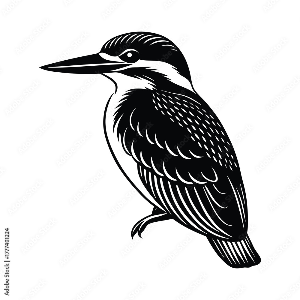 Fototapeta premium Gradient mesh style kingfisher illustration