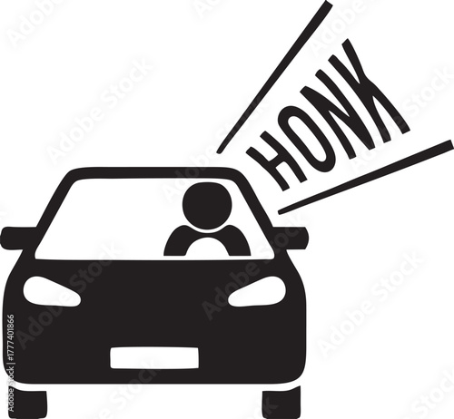 Driver Honking Car Horn Loudly
