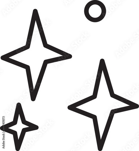 Hand-Drawn Outline Sparkle Stars Doodle Set