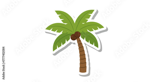 Stylized Palm Tree Illustration with Sticker Effect for Tropical Theme Visuals
