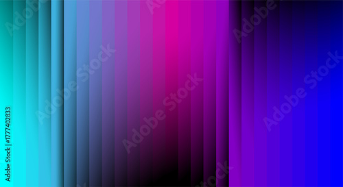 Abstract vertical stripes of vibrant teal blue pink and purple gradient
