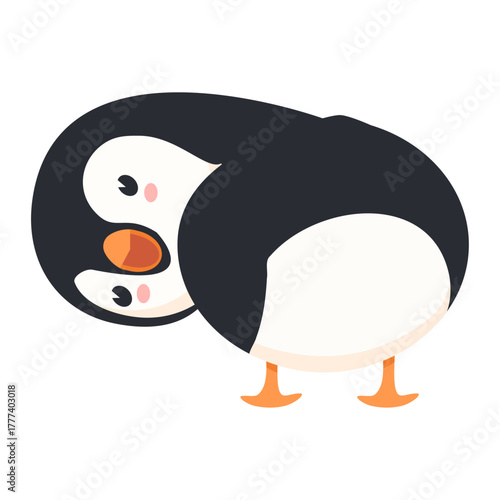 Cartoon of a penguin turning its back