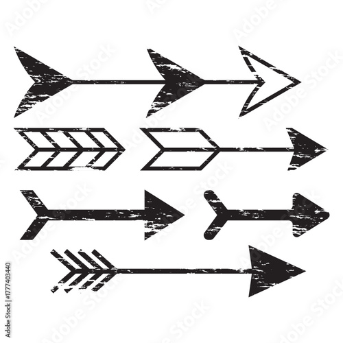 A collection of hand drawn black arrows in various styles and shapes